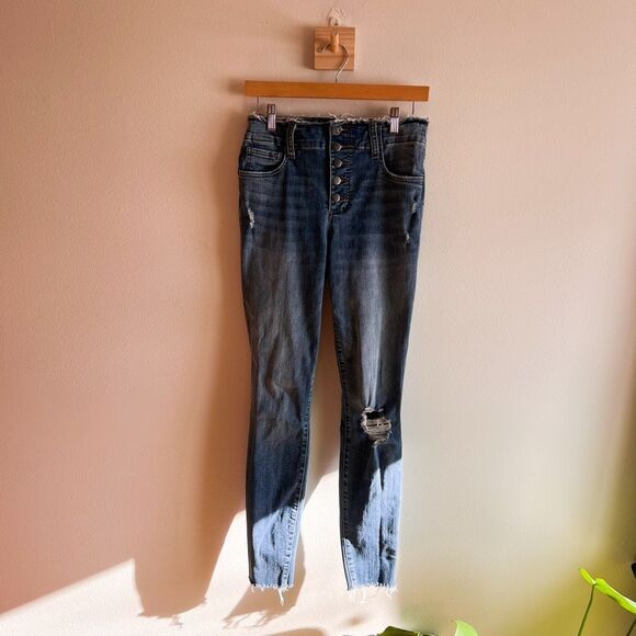 Kut From the Kloth Button Fly High Rise Mia Fab Toothpick Skinny Jeans Size 6 - Picture 1 of 5